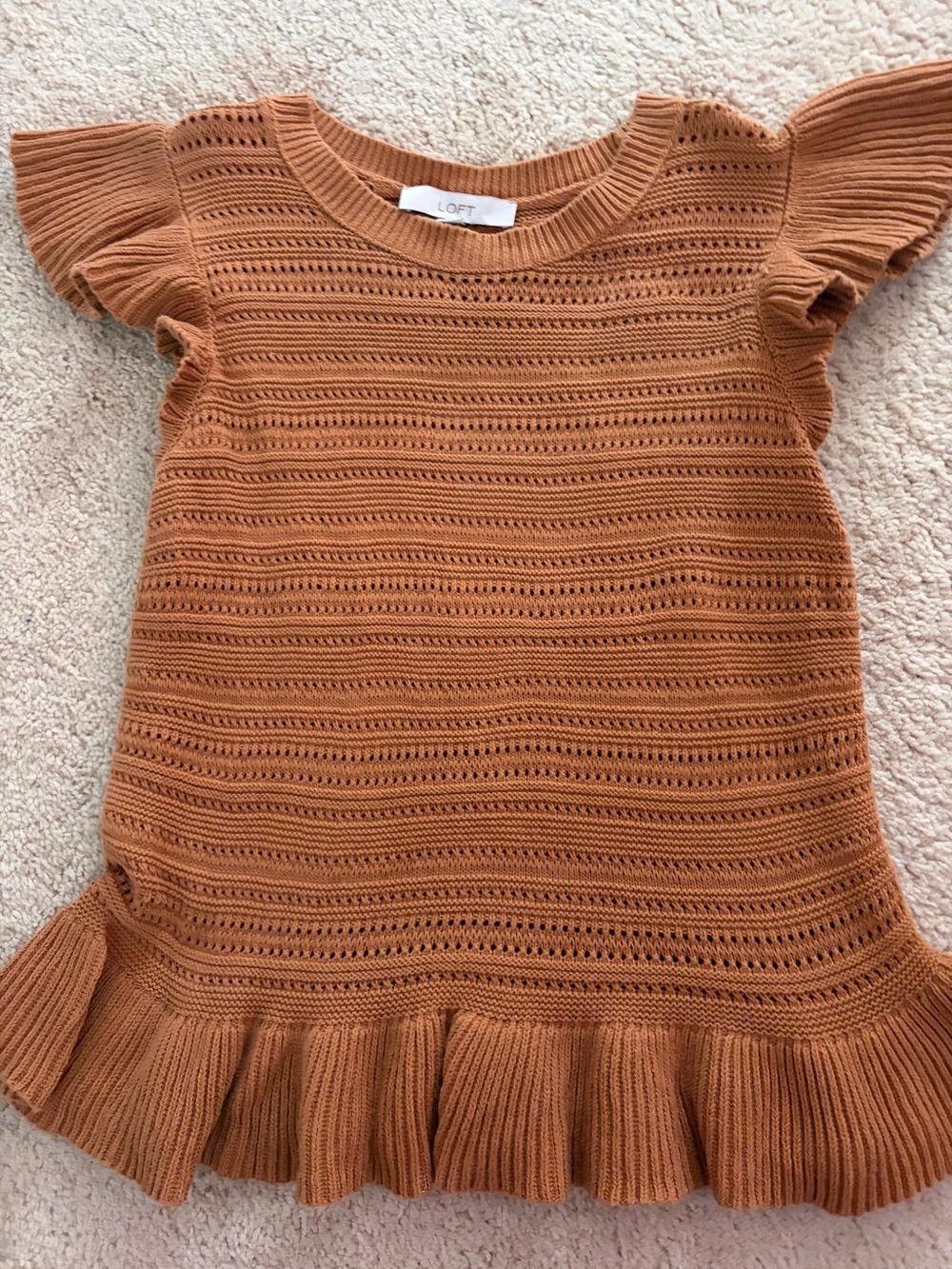 LOFT Pointelle Ruffle Sweater - Picture 2 of 4